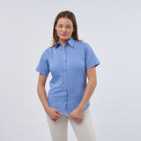 Women's Professional Short Sleeve Breathable Poplin Blouse - Mid Blue