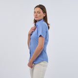 Women's Professional Short Sleeve Breathable Poplin Blouse - Mid Blue