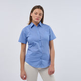 Women's Professional Short Sleeve Breathable Poplin Blouse - Mid Blue