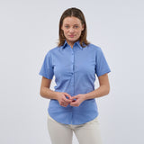 Women's Professional Short Sleeve Breathable Poplin Blouse - Mid Blue