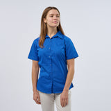 Women's Professional Short Sleeve Breathable Poplin Blouse - Royal Blue