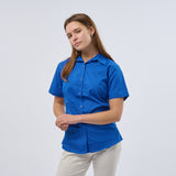 Women's Professional Short Sleeve Breathable Poplin Blouse - Royal Blue