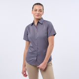 Women's Professional Short Sleeve Breathable Poplin Blouse - Steel