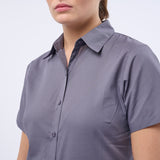 Women's Professional Short Sleeve Breathable Poplin Blouse - Steel