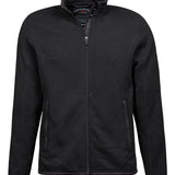 Men's Full Length Zip Knitted Outdoor Fleece Jacket- Black