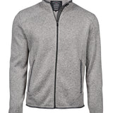 Men's Full Length Zip Knitted Outdoor Fleece Jacket - Grey