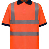 Men's Classic High Visibility Contrast Colour Polo Shirt - Orange