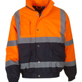 Unisex Professional High Visibility Two Tone Bomber Jacket - Orange