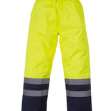 Unisex Classic High Visibility Two Tone Waterproof Over Trousers - Yellow