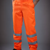 Men's Professional High Visibility Poly/Cotton Work Trousers - Orange