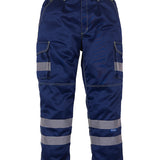 Men's Premium High Visibility Cargo Trousers With Knee Pad Pockets - Navy