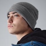 Unisex Super Warm Classic Ribbed Knitted Beanie - Light Grey