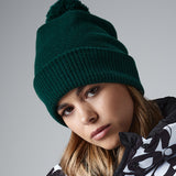 Unisex Classic Knit Pom Pom Beanie - Bottle Green