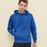 Classic Lightweight Raglan Style Cotton Hooded Sweatshirt - Royal Blue